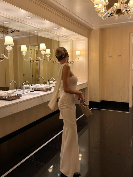 Aurohaya Women's High-Neck Ruched Maxi Dress