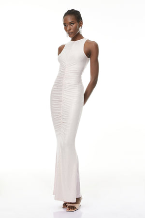 Aurohaya Ida Pink Rhinestone Corset Maxi Dress