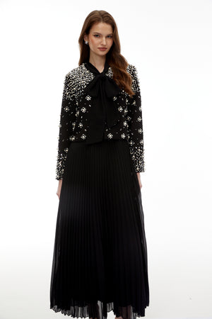 Aurohaya Imogen Black Embellished Jacket & Dress Set