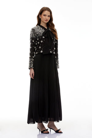 Aurohaya Imogen Black Embellished Jacket & Dress Set