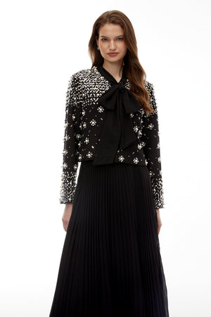 Aurohaya Imogen Black Embellished Jacket & Dress Set