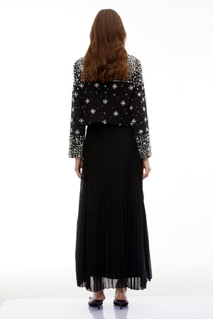 Aurohaya Imogen Black Embellished Jacket & Dress Set