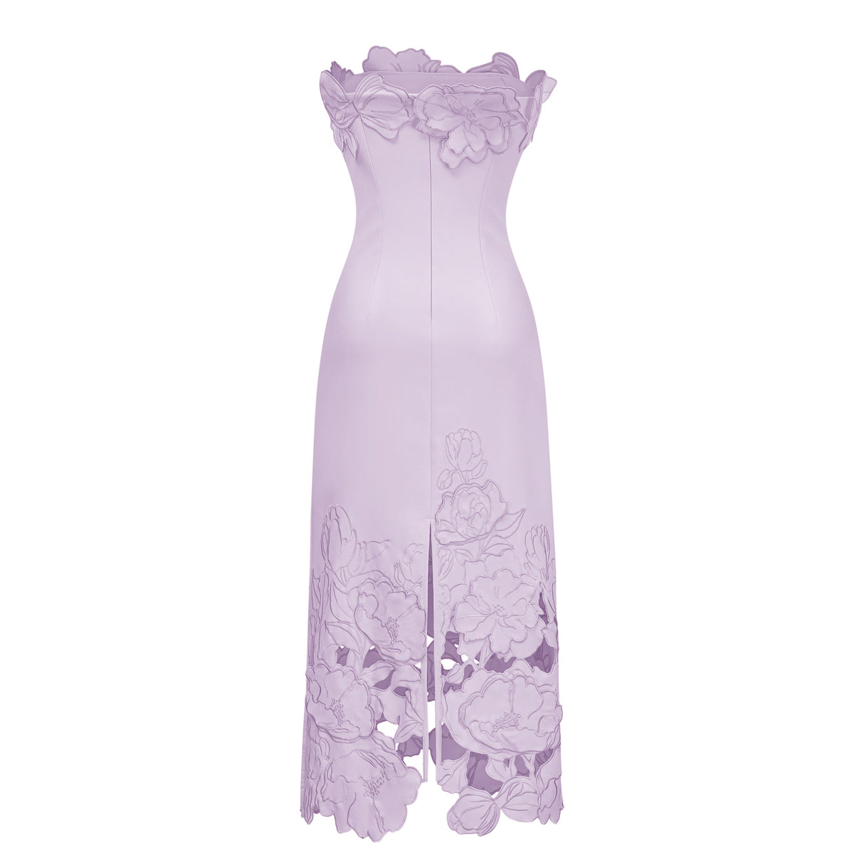 Aurohaya Inga Purple Strapless Floral Embroidered Maxi Dress
