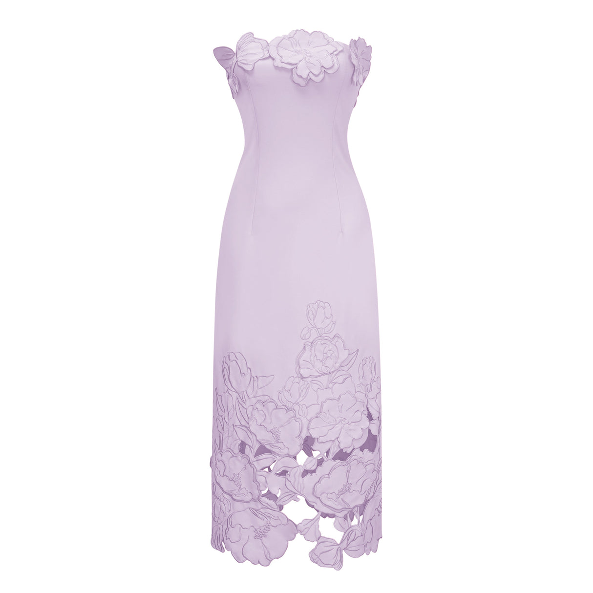 Aurohaya Inga Purple Strapless Floral Embroidered Maxi Dress
