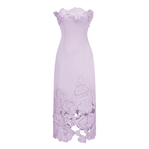 Aurohaya Inga Purple Strapless Floral Embroidered Maxi Dress