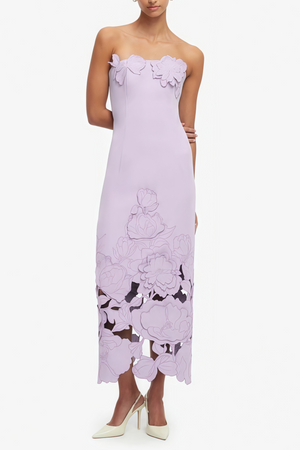 Aurohaya Inga Purple Strapless Floral Embroidered Maxi Dress