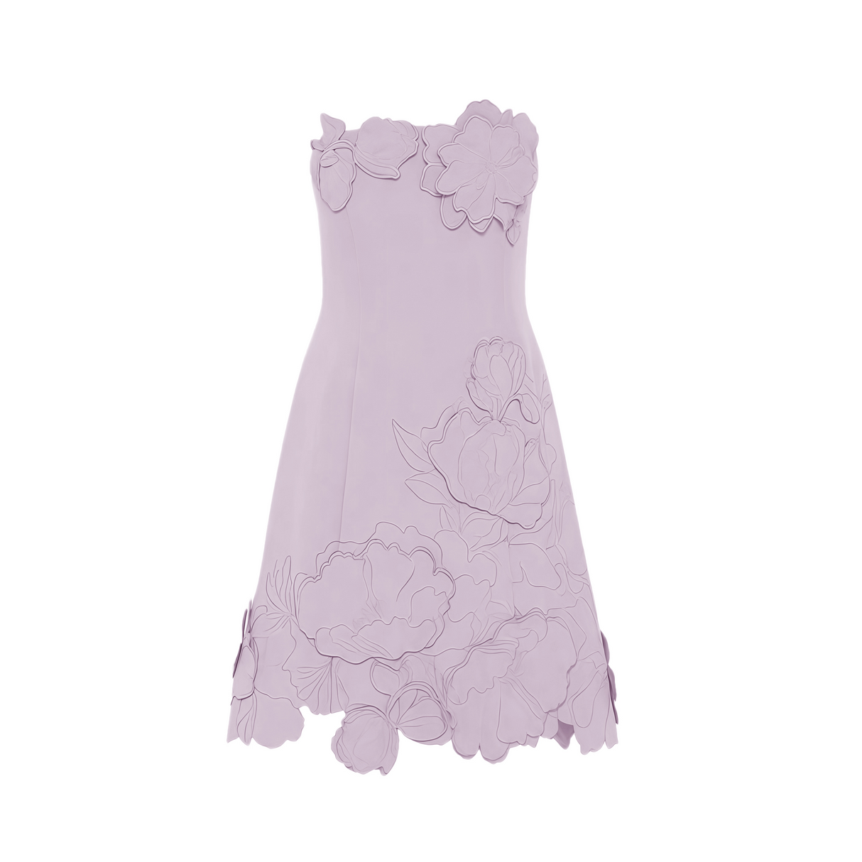 Aurohaya Inga Purple Strapless Floral Embroidered Mini Dress