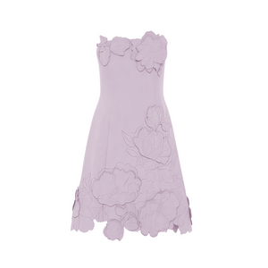 Aurohaya Inga Purple Strapless Floral Embroidered Mini Dress