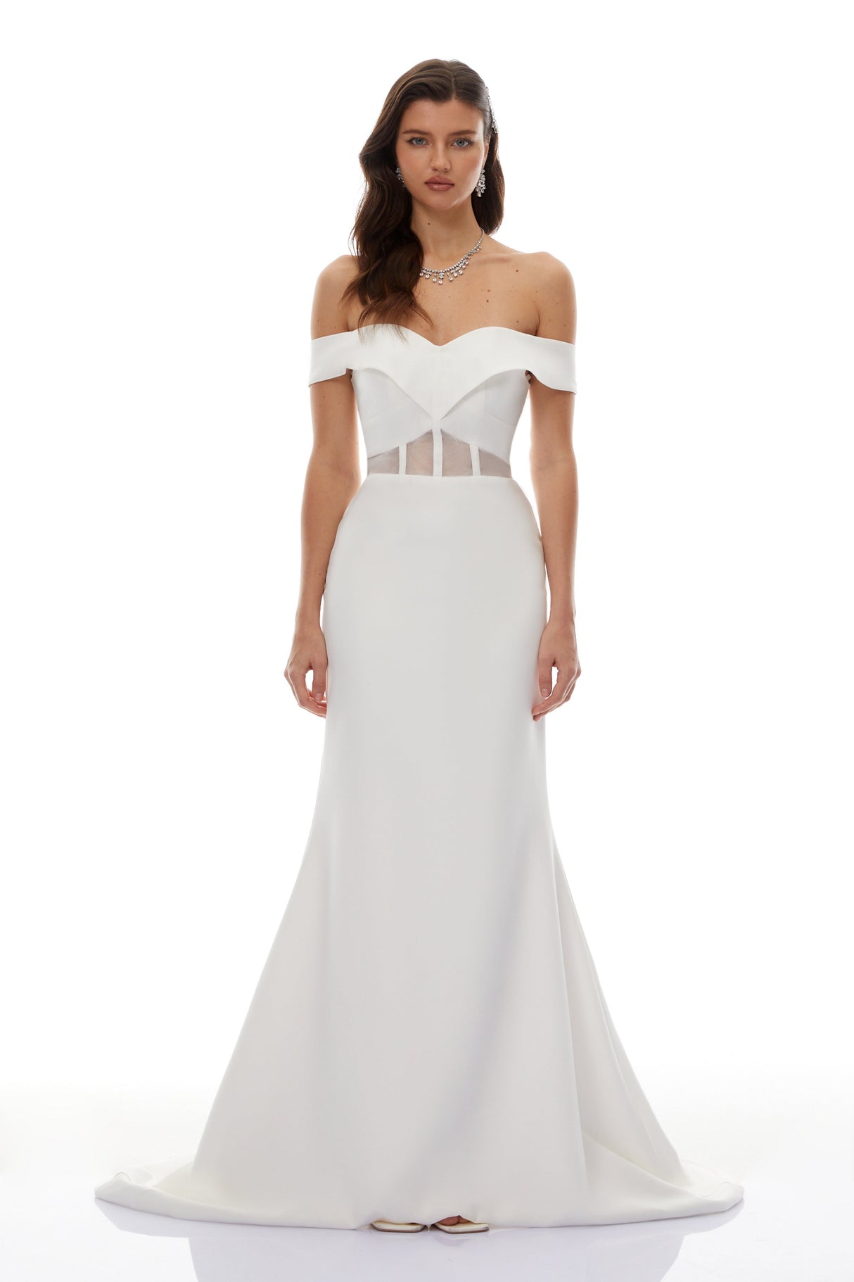 Aurohaya Ingrid White Off Shoulder Mermaid Maxi Dress