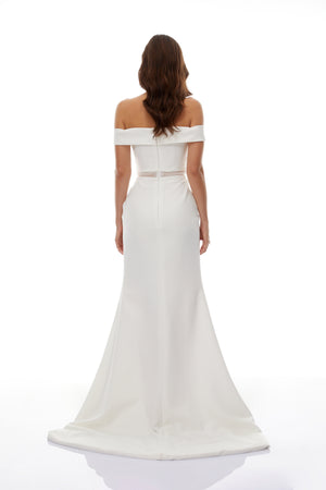 Aurohaya Ingrid White Off Shoulder Mermaid Maxi Dress