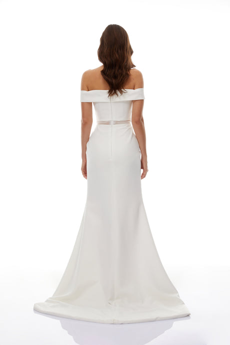 Aurohaya Ingrid White Off Shoulder Mermaid Maxi Dress
