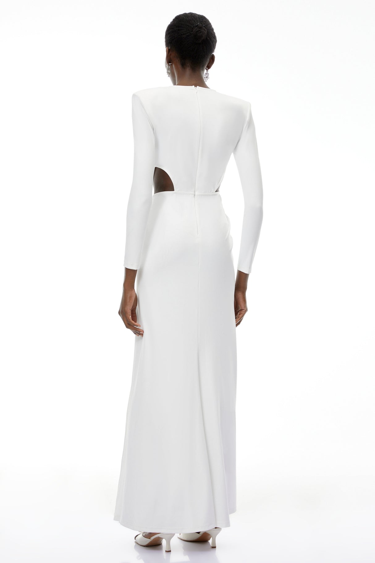 Aurohaya Irena White Cross Front Maxi Dress with Side Slit