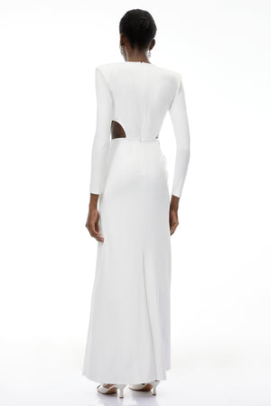 Aurohaya Irena White Cross Front Maxi Dress with Side Slit