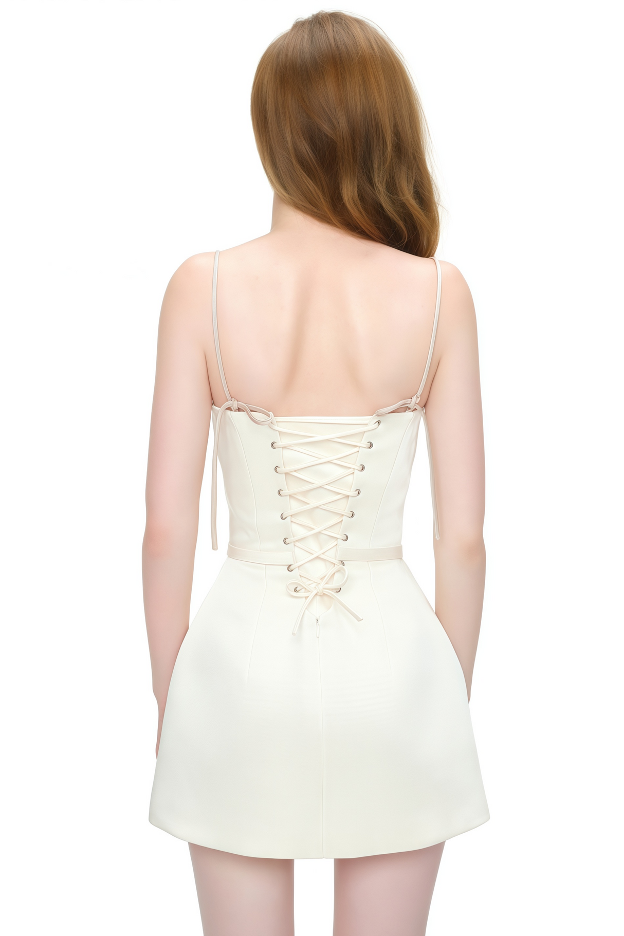 Aurohaya Isabelle Cream White Color Block Mini Dress