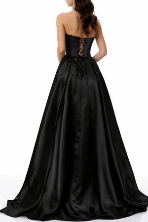 Aurohaya Ivana Black Corset Bodice Maxi Gown