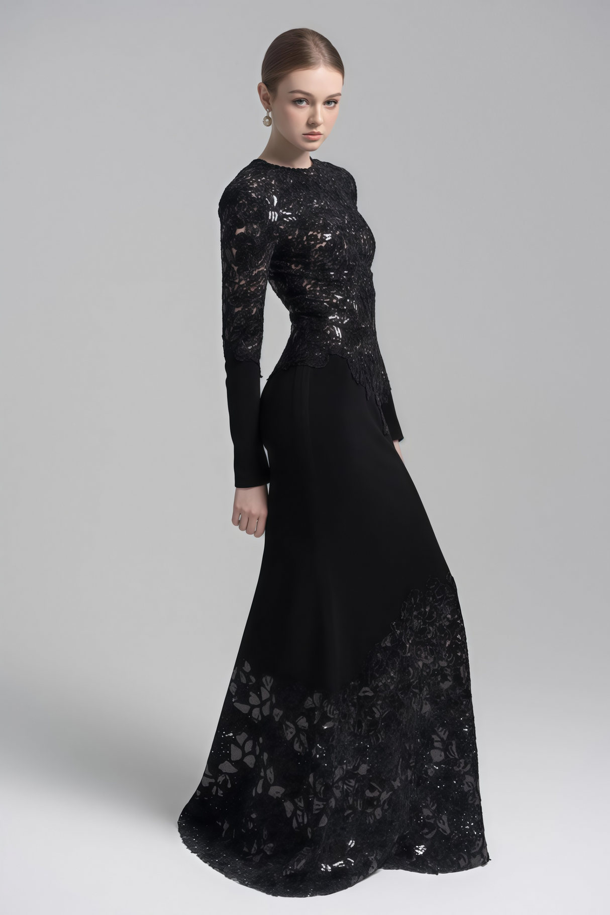 Aurohaya Mathilde Black Embroidered Maxi Dress