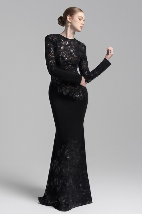 Aurohaya Mathilde Black Embroidered Maxi Dress