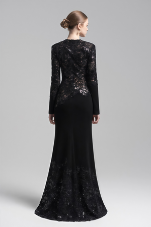 Aurohaya Mathilde Black Embroidered Maxi Dress