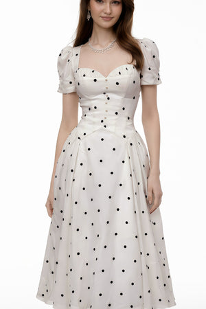 Aurohaya Javaneh White Polka Dot Maxi Dress