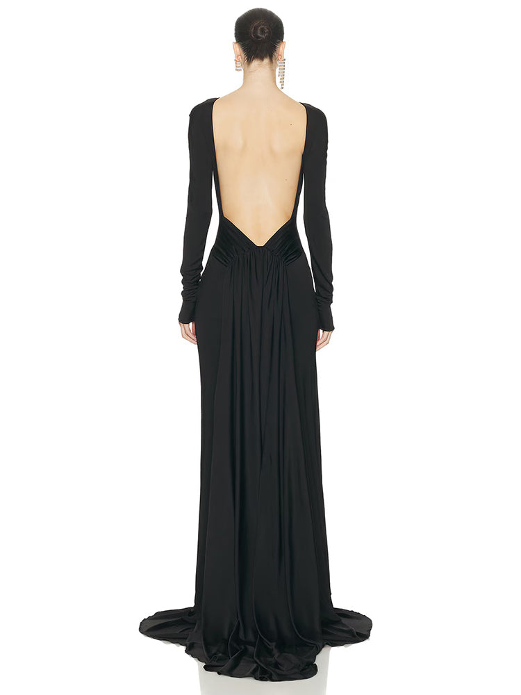 Aurohaya Orianne Long Sleeve Backless Maxi Dress