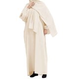 Breathable Loose Solid Color Bandana Abaya Dress With Hijab 2-Piece Set