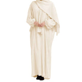 Breathable Loose Solid Color Bandana Abaya Dress With Hijab 2-Piece Set
