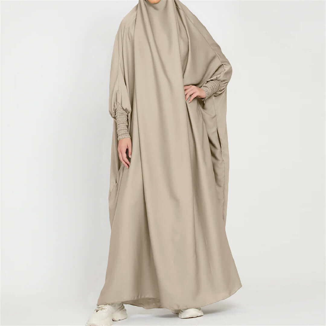 Solid Color One-piece Headscarf Abaya Dress