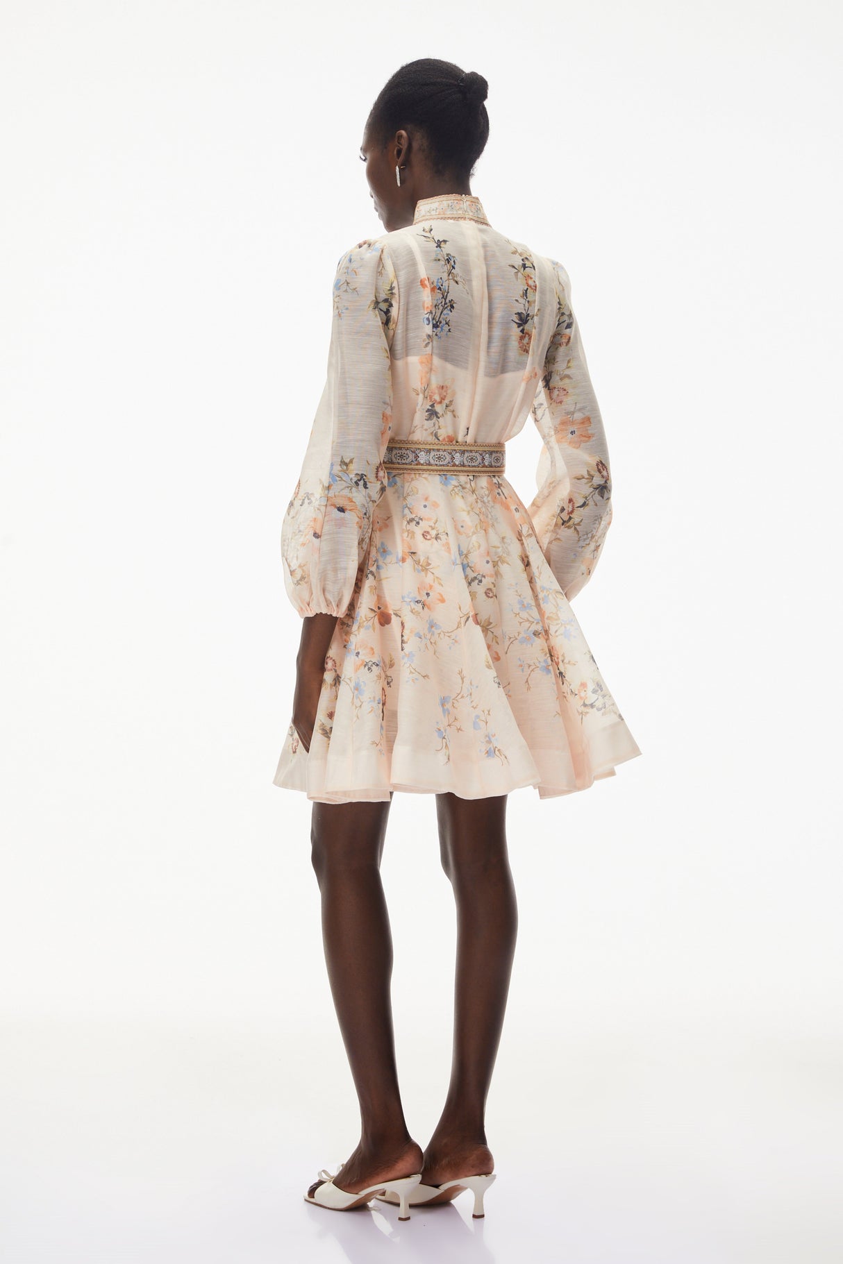Aurohaya Jochebed Cream Floral Print Mini Dress