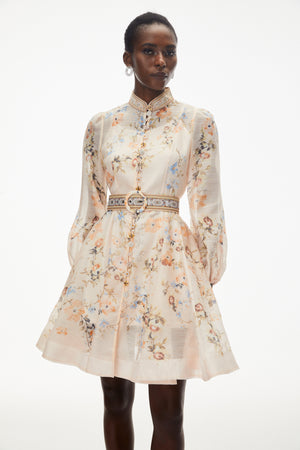 Aurohaya Jochebed Cream Floral Print Mini Dress