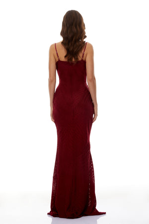 Aurohaya Judith Burgundy Mock Croc Maxi Dress