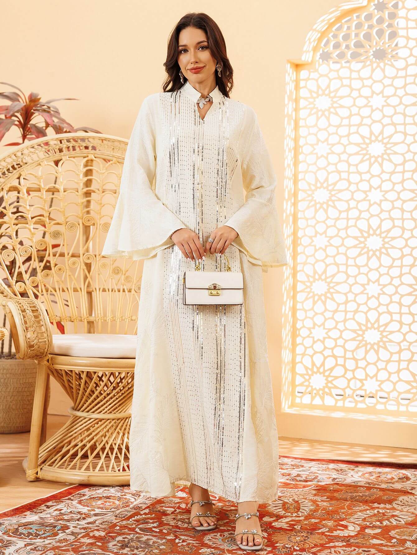 Elegant Beaded Embroidered Kaftan