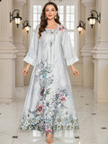 Floral Printed Crystals Embellished Kaftan