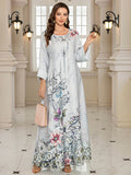 Floral Printed Crystals Embellished Kaftan