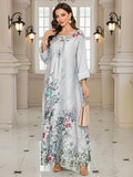 Floral Printed Crystals Embellished Kaftan