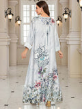 Floral Printed Crystals Embellished Kaftan