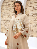Apricot Floral Sequin Kaftan Dress - Aurohaya