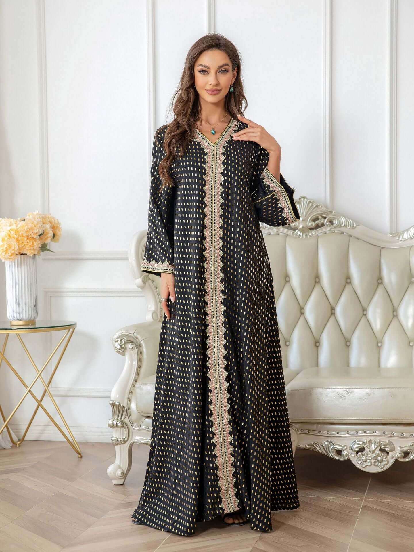 Lace Tape V-Neck Kaftan