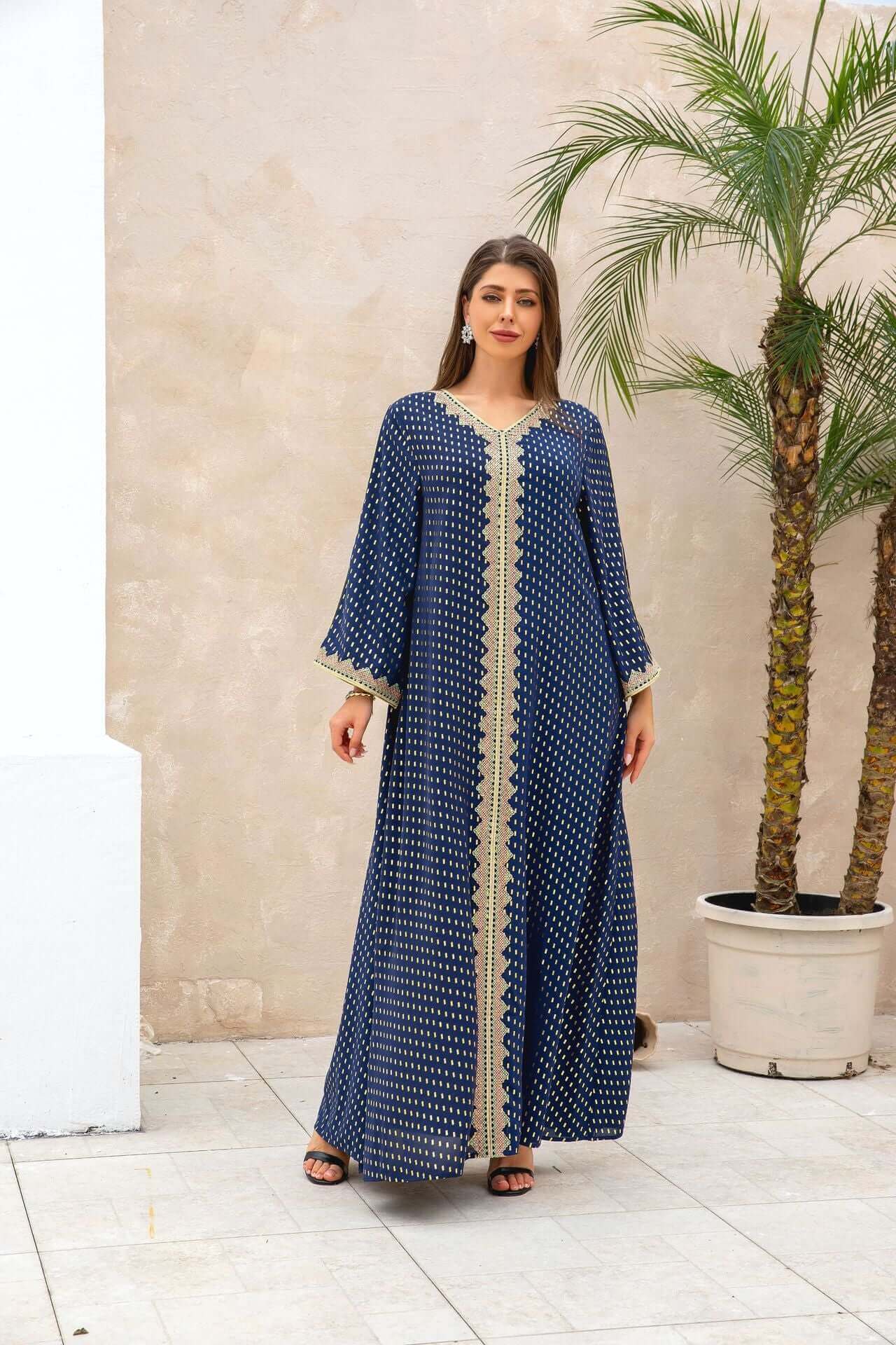 Lace Tape V-Neck Kaftan