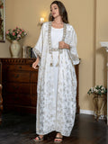 Gold Floral Patterns White Kaftan