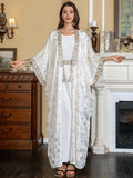 Gold Floral Patterns White Kaftan