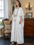 Gold Floral Patterns White Kaftan
