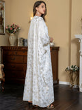 Gold Floral Patterns White Kaftan