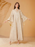 Aurohaya Gold Mesh Embroidered Sequin Kaftan Maxi Dress