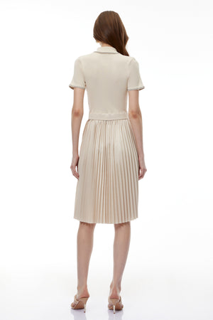 Aurohaya Kalypso Cream Stretch Knit Midi Dress