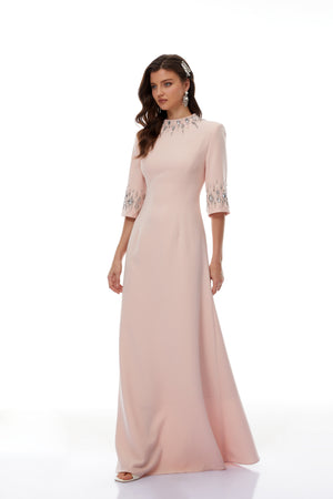Aurohaya Klaudia Pink Embellished Corset Maxi Dress