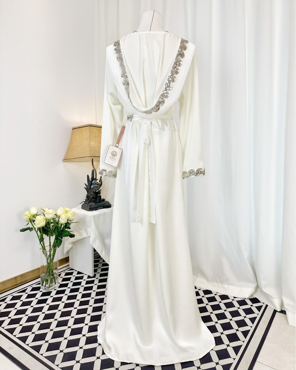 Moroccan Handmade Embroidered Abaya Abaya Kaftan Dress for Women with Hood, LKD1000