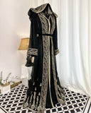 Moroccan Handmade Embroidered Black Abaya Kaftan Dress for Women with Hood, LKD1001
