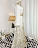 Moroccan Handmade Embroidered Flora Abaya Kaftan Dress for Women with Hood, LKD1004