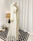 Moroccan Handmade Embroidered Feather Abaya Kaftan Dress for Women with Hood, LKD1005