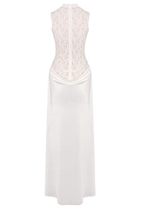 Lace Floral Maxi Dress White